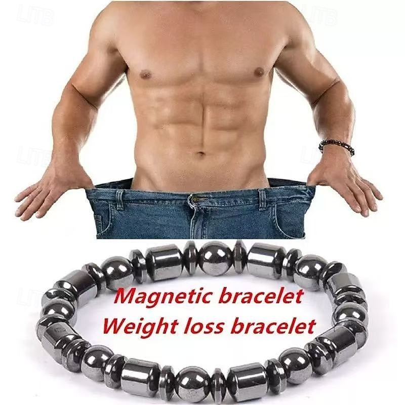 2pcs Magnetic Beaded Stretch Bracelets, Simple Black Magnetic Therapy Bracelets for Health, Weight Loss, Gift for Holidays and Special Occasions3