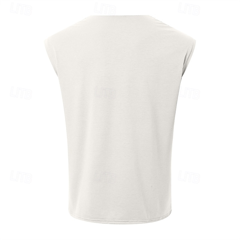 Men's Tank Top Vest Top Undershirt Sleeveless Shirt Sleeveless Pile Neck V Neck Summer Plain Fashion Designer Basic Classic Vacation Street Going out Black White Green Top Tee for Men3
