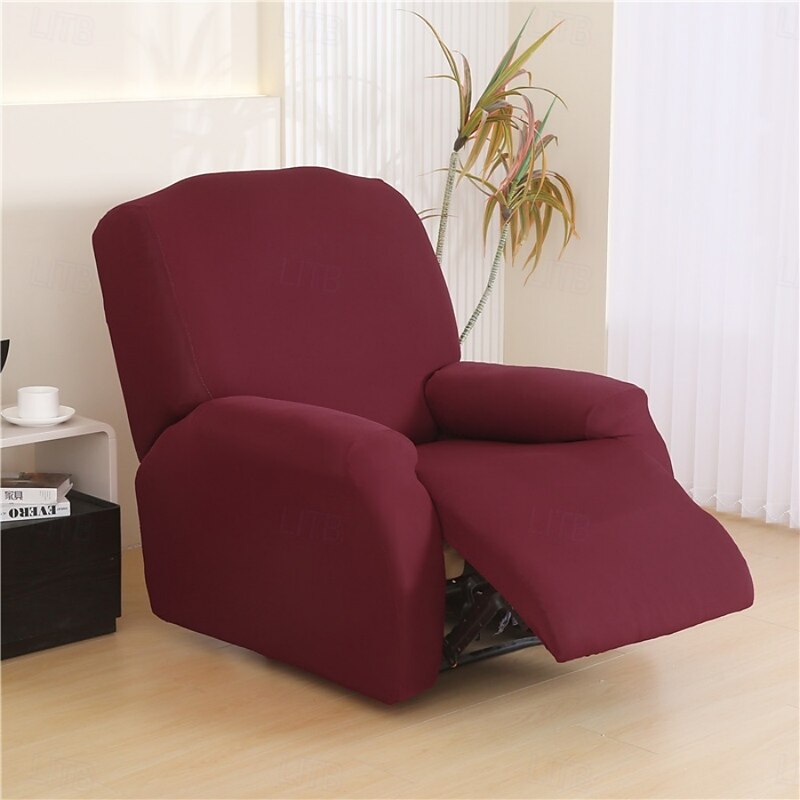 4-Piece Elastic Lounge Chair Sofa Cover Set - Functional Slipcovers for Living Room Furniture Protection2