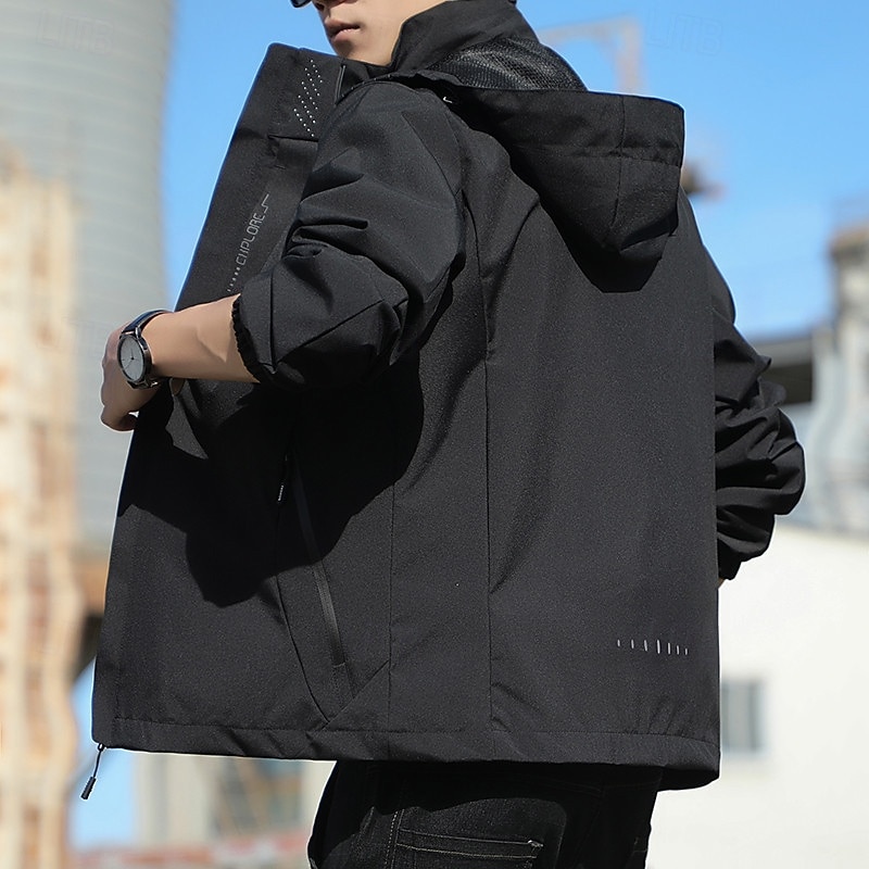 Men's Windbreaker Hiking Jacket rain coat Outdoor Waterproof Windproof Hiking Outfits Hiking Clothes Spring Autumn / Fall Top Camping / Hiking / Caving Running Black Blue Dark Blue4