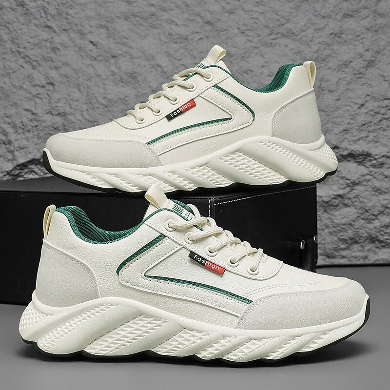 Men's White and Green Mesh Running Shoes with Cushioned Sole – Trendy Sports Footwear for Gym, Running and Casual Activewear4