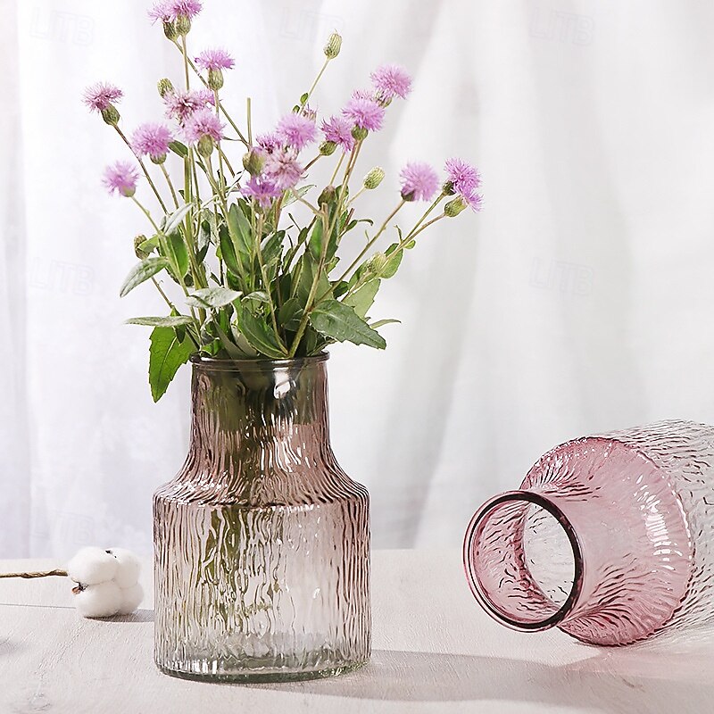Nordic Glass Vase for Home Decor, Clear Hydroponic Flower Vase for Tabletop, Minimalist Living Room Decoration for Fresh or Dried Flowers4