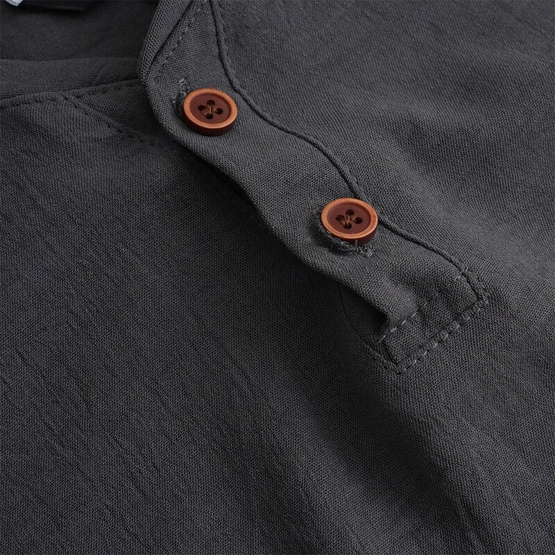 Men's Henley Shirt Tee Top Short Sleeve Solid Color Plain Fashion Designer Basic Buttons V Neck Vacation Street Casual Summer Dark Gray White Blue Henley T-Shirt4