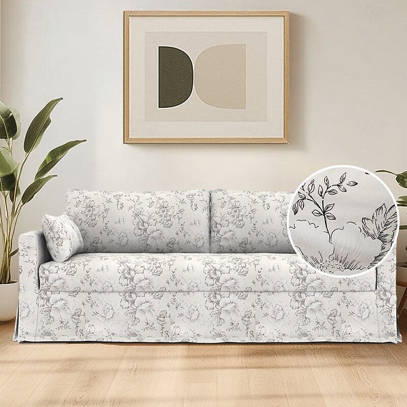 Sofa Cover For HYLTARP Sofa Floral Quilted 100% Cotton Slipcovers2