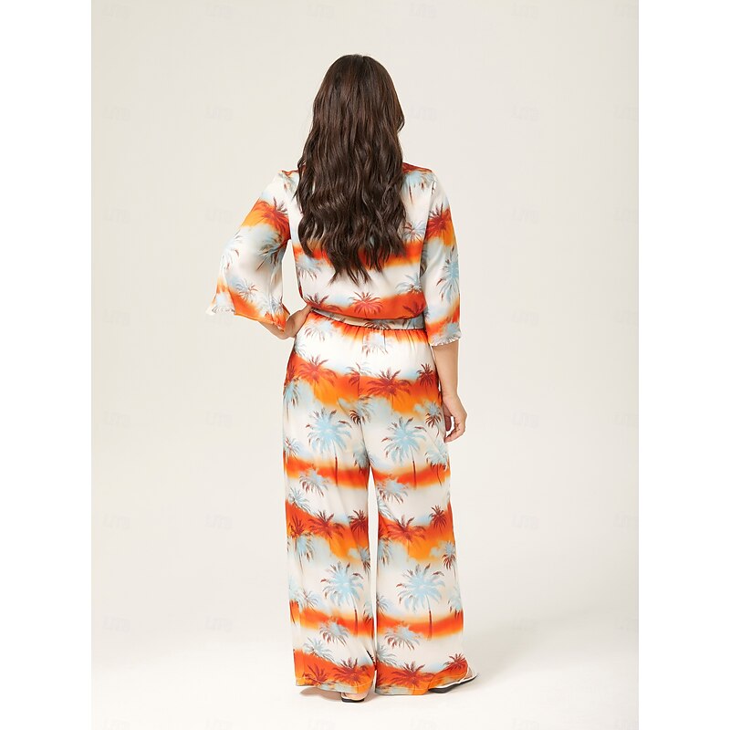 Summer Cuban Collar Tie-front Cropped Loose-fitting Floral Top3