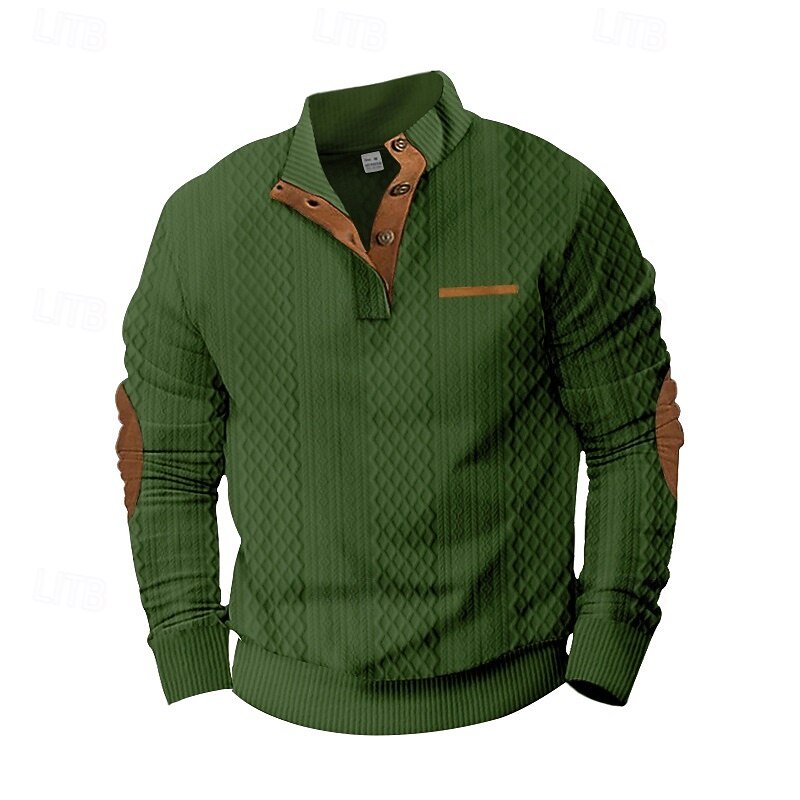 Men's Button Up Hoodie Black Army Green Khaki Dark Gray Beige Standing Collar Color Block Patchwork Quarter Zip Sports & Outdoor Casual Daily Streetwear Cool Sportswear Fall & Winter Clothing Apparel2