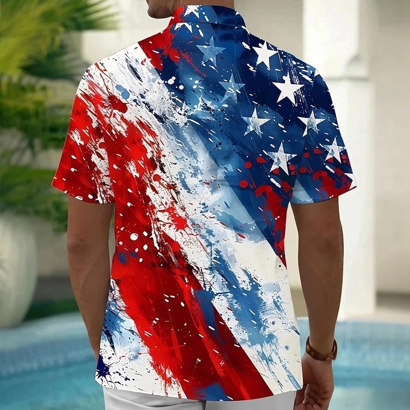 Independence Day Men's American US Flag Patriotic Fourth of July Shirt Summer Shirt Button Up Shirt Short Sleeve Fashion Casual Holiday Summer Spring Turndown 3D Print Collared Shirts Front One Pocket2