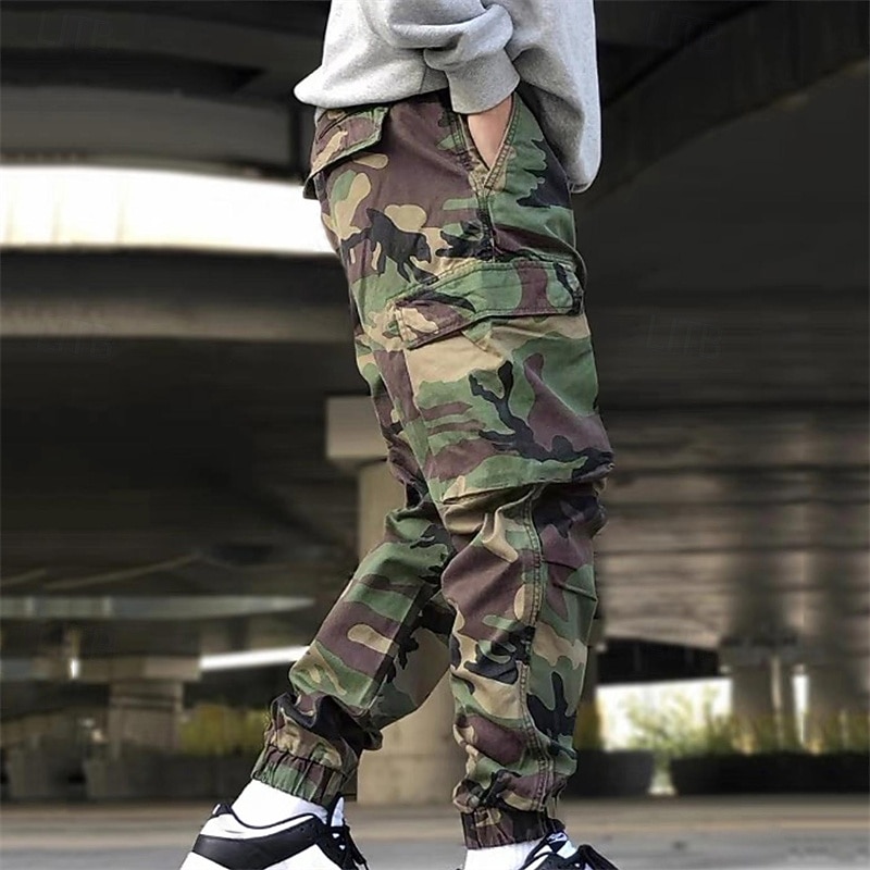 Men's Cargo Pants Hiking Pants Trousers Hiking Trousers Camouflage Outdoor Regular Fit Waterproof Windproof Quick Dry Lightweight Pants / Trousers Pocket Elastic Waist Grey Camping / Hiking Golf4