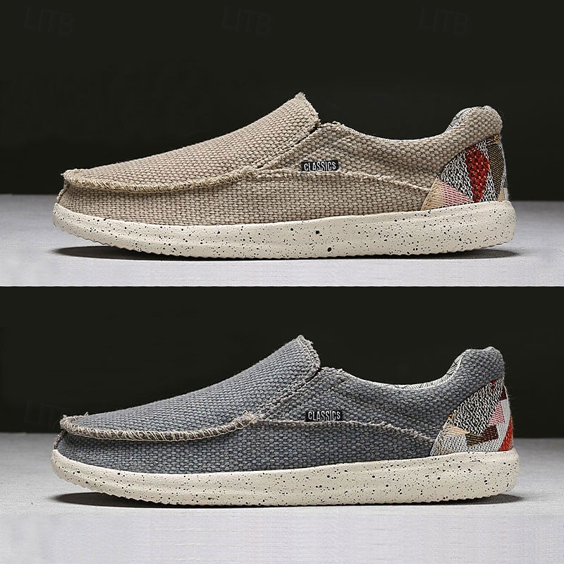 Men's Blue Woven Slip-On Shoes Textured Fabric Upper with Soft Outsole Comfortable for Everyday Wear Driving and Laid-Back Summer Style2