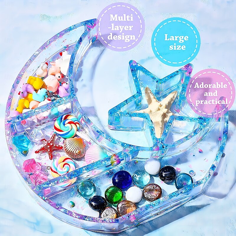 1pc Silicone Moon Star Shelf Mould Crescent Display Shelf Tray for DIY Jewellery Shelf Storage Rack Storage Box Crafts Home Decoration2