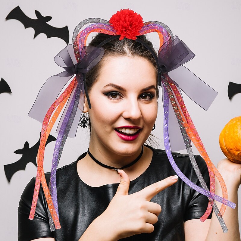 Halloween Mesh Cat Ear Headband, Spooky Ghost Festival Party Hair Clip, Fun Braid Accessory, Halloween Costume Hairband
