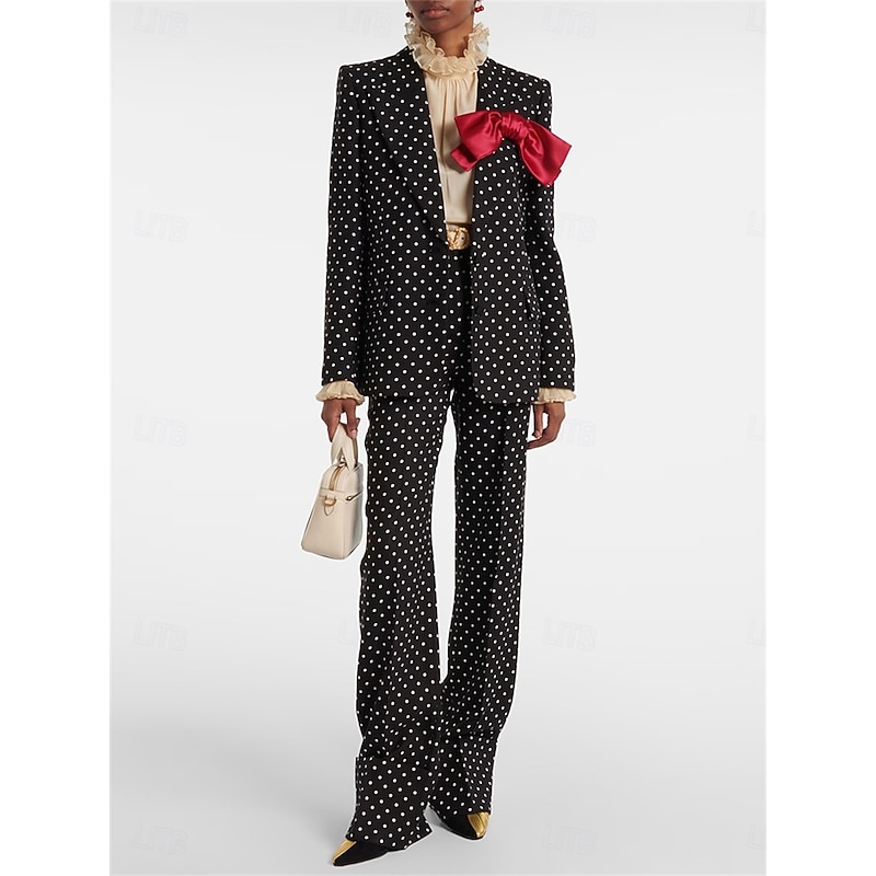 Women's 2 Pieces Suits Formal Wedding Guest Formal Evening Cotton Blend Elegant Vintage Long Sleeve Ankle Length Peak Lapel Single Breasted