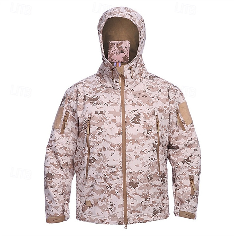 Men's Hiking Jacket Winter Coat Hiking Fleece Jacket Winter Outdoor Thermal Waterproof Windproof Winter Fleece Jacket Blue Brown Grey3