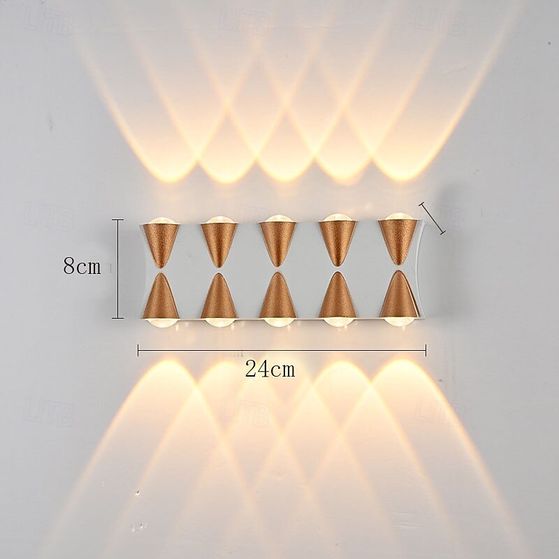 Led Outdoors Wall Lamp 10W Up/Down Lighting Indoor 4/6/8/10Head Curved Waterproof IP65 Wall Lamp Modern Bedroom Lamp Warm White Light AC85-265V3