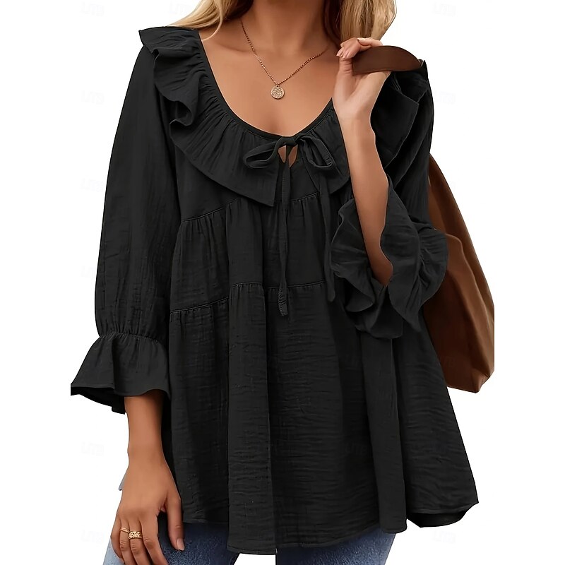 Women's Summer Tops Casual Short Sleeve V Neck Regular Tops Black Summer