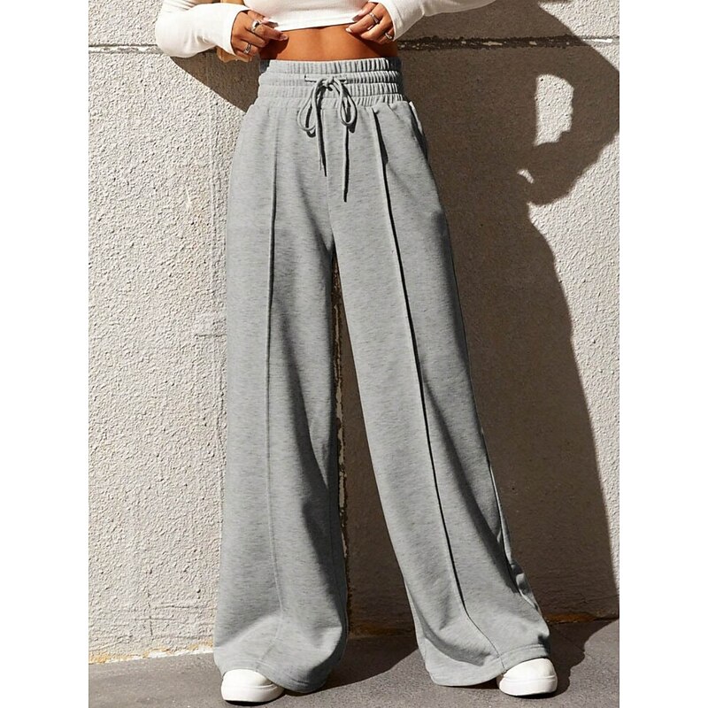 Women's Sweatpants Chinos Fashion Streetwear Basic Full Length High Waist Plain Pocket Elastic Waistband Comfy Soft Comfortable Stretchy Outdoor Street Golden Wine Sky Blue Gray Summer Spring Loose3