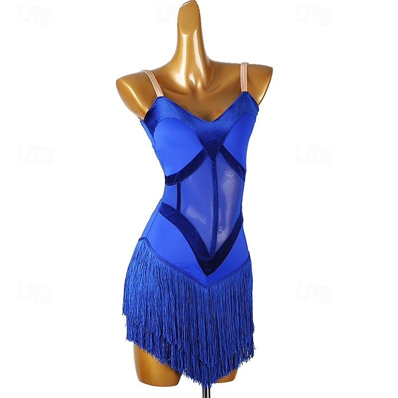 Latin Salsa Dance Dress Tassel Women's Performance Training Sleeveless Rumba Dancewear Chacha Samba Practice Clothes3