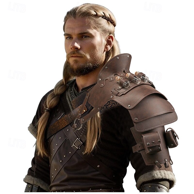 Punk & Gothic Medieval Renaissance Armor Masquerade Warrior Knight Ritter Fancy Dress Men's Viking Masquerade Performance Stage Masquerade Adults' Shoulder Armor3