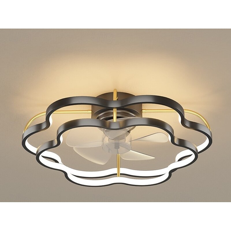 Geometric Shape Metal Ceiling Fans Modern Multi-Lights Ceiling Fan Lamp - Remote Control Stepless Dimming Pentagon