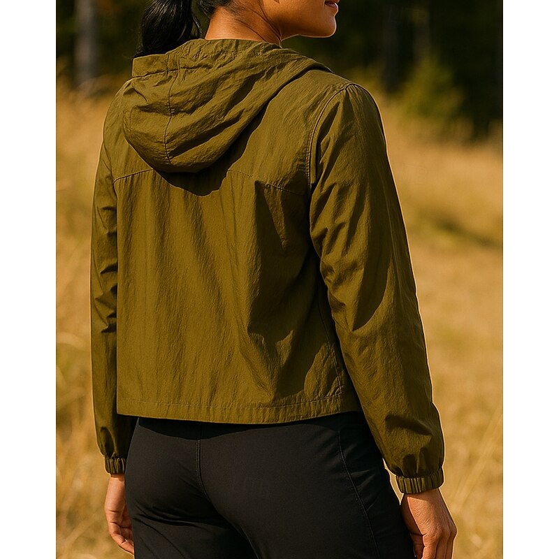 Women's Hiking Jacket Sport Jacket rain coat Outdoor Sun Protection Breathable Quick Dry Lightweight Hiking Outfits Hiking Clothes Autumn / Fall Jacket Tennis Golf Running Solid Color Burgundy Green2