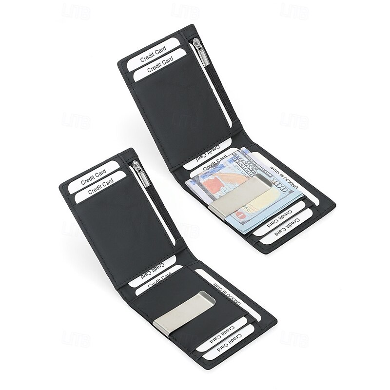 Men's RFID Blocking Carbon Fiber Wallet with Stainless Steel Money Clip – Slim Bifold Card Holder with Zipper Coin Pocket for Travel, Business & Everyday Carry4