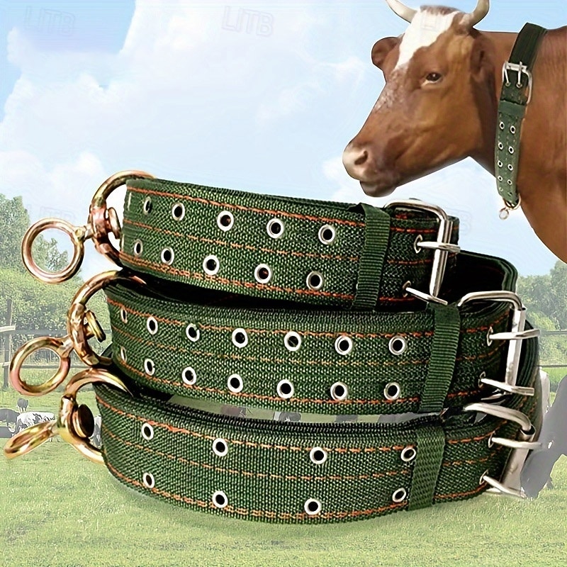 Heavy-Duty Canvas Livestock Halter, Four-Layer Reinforced Cow Neck Yoke, Strong Canvas Collar with Rope and Bolt for Cows, Sheep, Dogs, and Horses