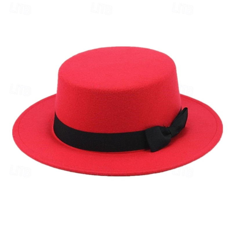 Retro Parent-Child British Style Black Flat Hat Woolen Hat Men And Women Performance Gentleman Hat Felt Hat Children's Performance Hat2