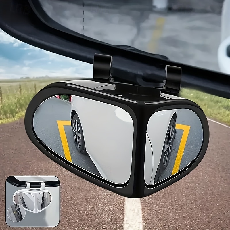 2pcs 360 Rotatable Oval Blind Spot Mirrors  Ultra-Clear Lenses Wide-Angle Front & Rear View Adjustable Mounting Brackets Compatible with Trucks SUVs and Sedans Rear View Mirror Accessories