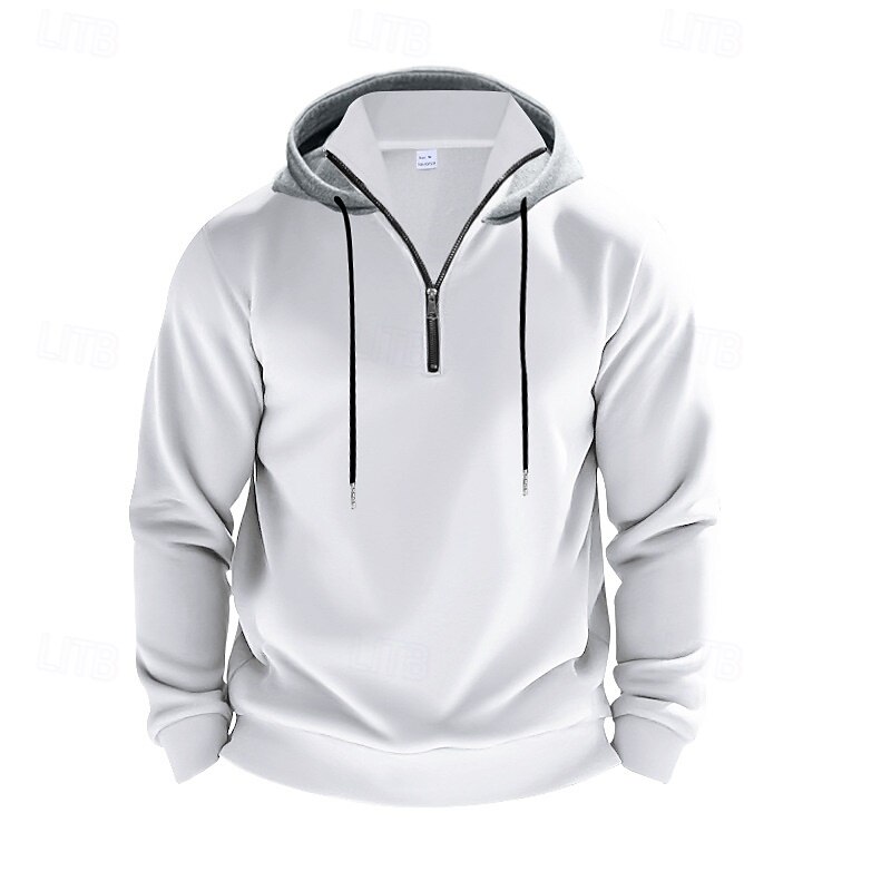 Men's Hoodie Pullover Hoodie Sweatshirt Fleece Hoodie Apricot Wine Red Black White Red Hooded Color Block Zip Up Color Block Quarter Zip Sports & Outdoor Daily Holiday Streetwear Cool Sportswear Fall2