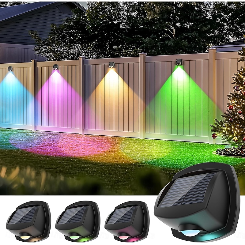 2/4PCS Solar LED Wall Washer Light Warm White Light RGB Lighting Solar Wall Light Outdoor Garden Porch Fence Christmas Landscape Decoration