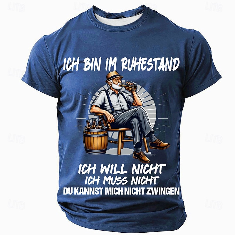 Men's Funny Retirement Graphic T-Shirt: 'I Am Retired, You Can't Force Me' Short Sleeve Leisure Tee2