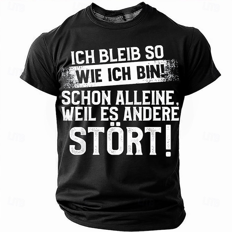 Men's Funny Slang German T Shirt Short Sleeve T shirt 3D Print Crew Neck Round Neck Shirt Fashion Daily Basic Street Casual Daily Black Red Blue Summer Spring All Seasons Clothing Apparel S M L XL