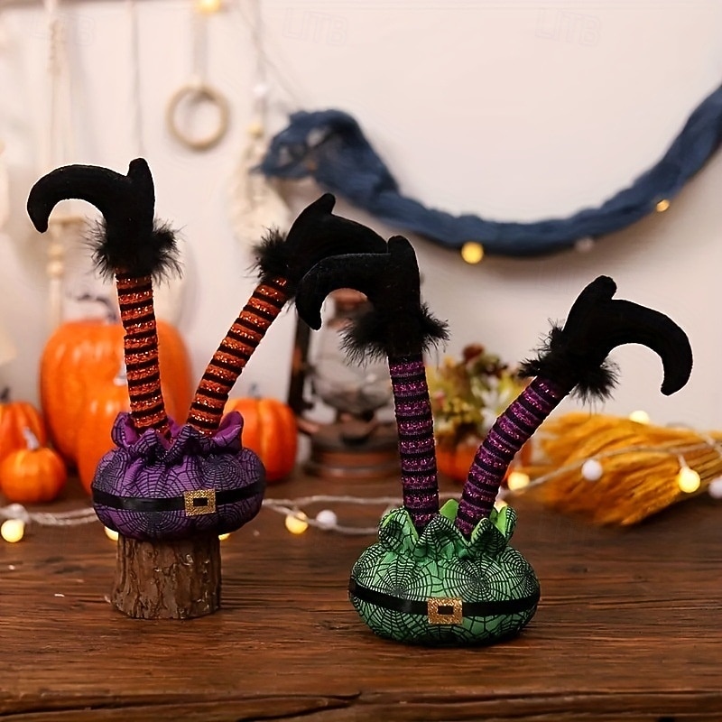 Halloween Upside Down Elf Legs Tabletop Decoration, Bendable Spooky Scene Prop, Haunted House Horror Display Decor3