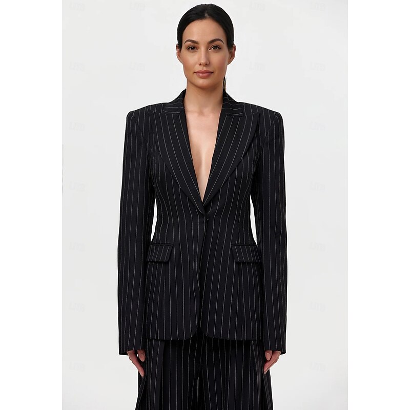 Women's 2 Pieces Suits Formal Wedding Guest Church Elegant Vintage Long Sleeve Floor Length Peak Lapel Single Breasted