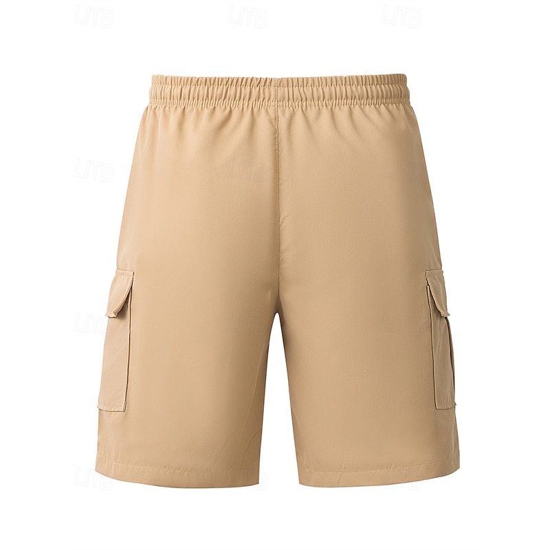Men's Cargo Shorts Shorts Summer Shorts Drawstring Elastic Waist Multi Pocket Plain Comfort Wearable Knee Length Outdoor Sport Daily Fashion Casual Black White4