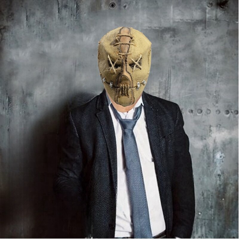 Halloween Burlap Scarecrow Mask for Adults Realistic Scary Costumes Latex Face Mask, Creepy Sack Head Horror Mask for Haunted House and Cosplay4