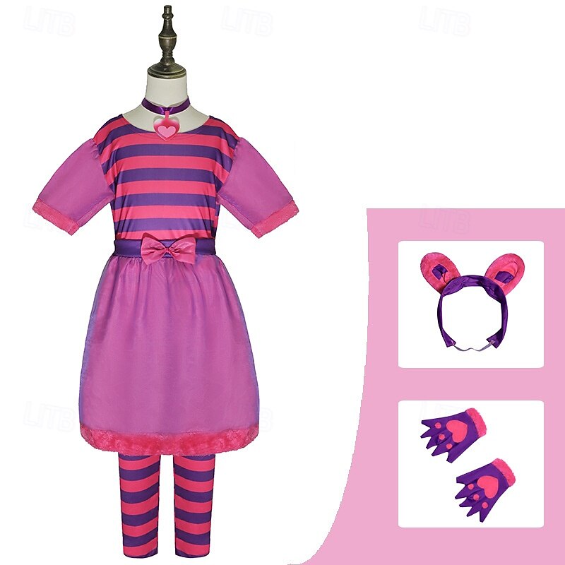 Alice in Wonderland Fairy Tale Queen of Hearts Venom The Cheshire Cat Dress Costume Storybook Characters Cosplay Movie Cosplay for Girls' Kid's Halloween Carnival World Book Day Performance4