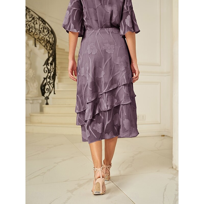 Women's Skirt Elegant Midi Mid Waist Skirts Floral Layered Floral Inelastic Party Causal Light Purple Purple Summer Chiffon3