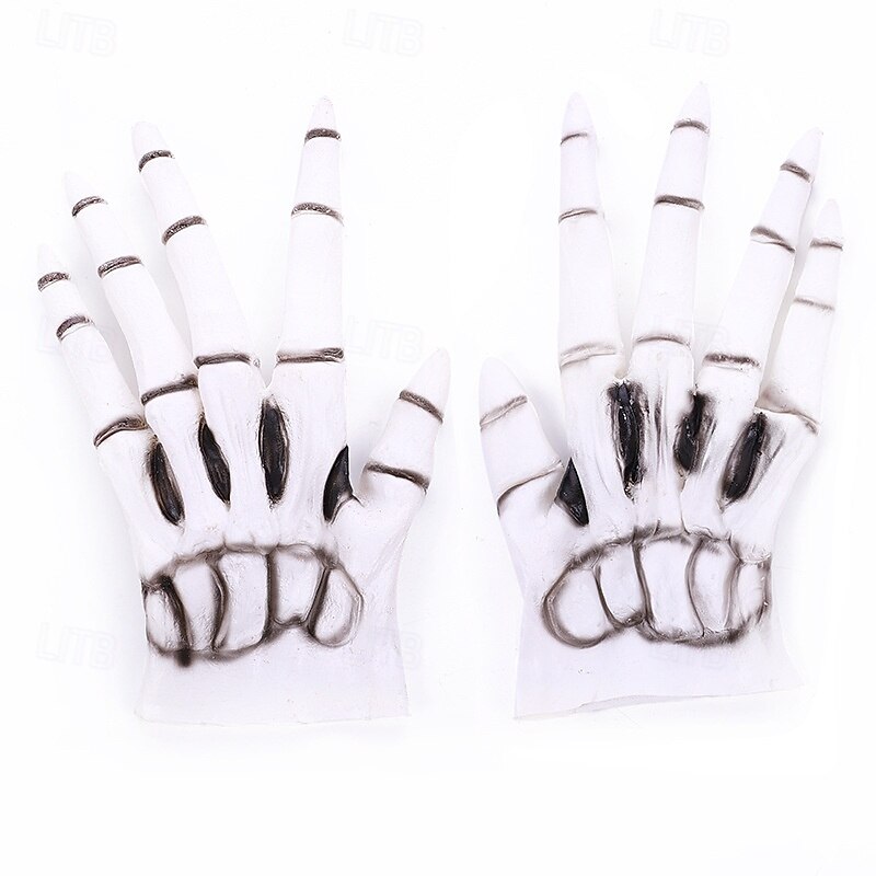 Halloween Costume Gloves, Scary Skeleton & Werewolf Latex Hand Props, Bloody Zombie Devil Hands for Cosplay Party Performance3