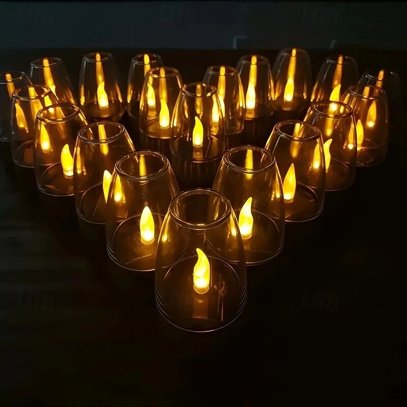 6PCS Solar Stainless Steel Candle Lights Flameless Candles for Birthday Party Christmas Wedding Holidays Home Garden Indoor Outdoor Waterproof Decoration4
