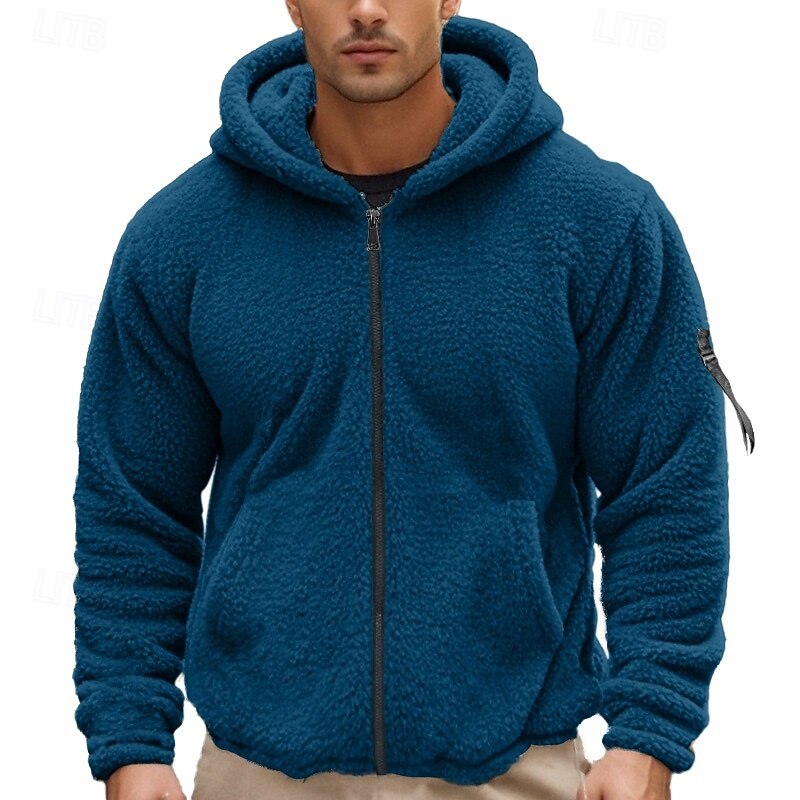 Men's Hoodie Zip Sweatshirt Fleece Hoodie Black Navy Blue Khaki Gray Hooded Plain Zip Up Sports & Outdoor Casual Daily Streetwear Cool Sportswear Fall & Winter Clothing Apparel Hoodies Sweatshirts4