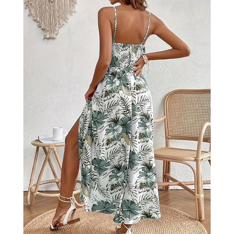 Women's Midi Dress Floral Dress Summer Dress Slip Dress Print Dress Fashion Classic Modern Vacation Daily Holiday Regular Fit Flower Sleeveless Straps Red Blue Green Summer4