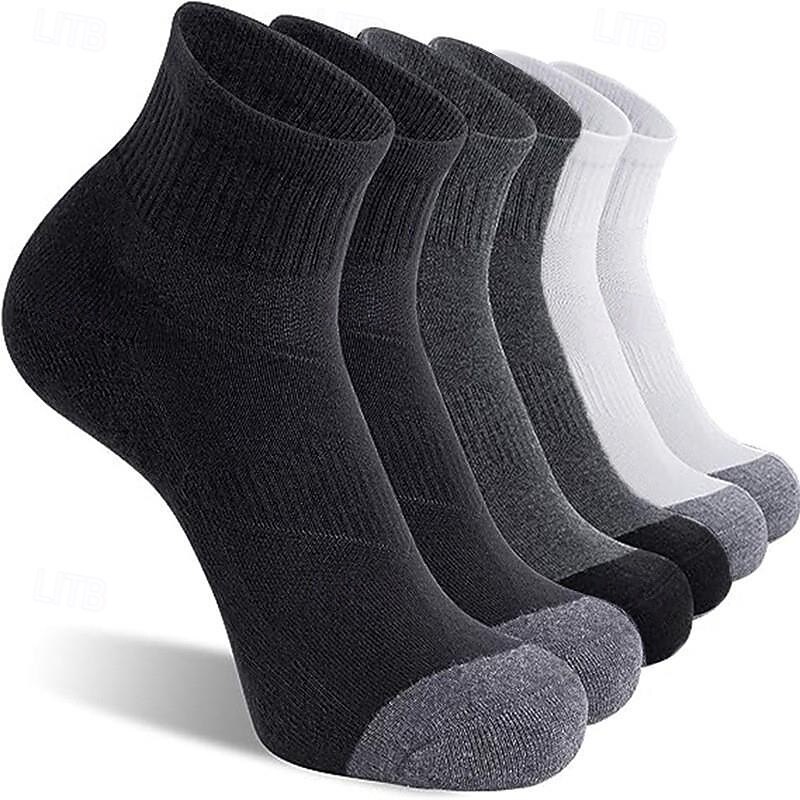 Men's 6 Pairs Multi Packs Socks Running Socks Casual Socks Black+White+Gray Black Color Color Block Vacation Sports & Outdoor Daily Basic Medium Spring Fall Fashion Casual2