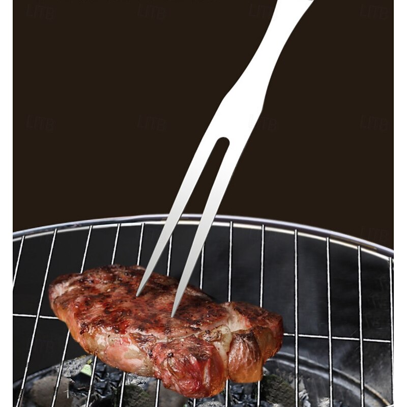 Camping BBQ Tools Set with Wood Handle Fork, Spatula, Tongs Stainless Steel Grill Accessories, Portable Carry Bag for Outdoor Camping, Picnic, Tailgate4