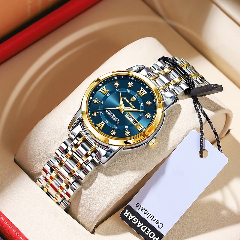 Women Quartz Watch Wristwatch Date Waterproof Alloy Watch