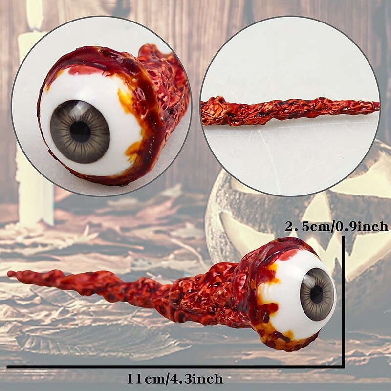 2 Pcs Bloody Eyeballs Latex Halloween Prank Props - Artificial Eyeballs for Scary Fun - Featherless Suitable for Pranks and Parties3