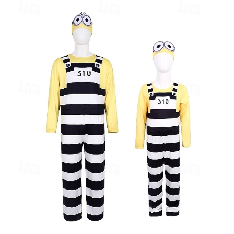Banana Crew Yellow Goggle Dress Costume Bodysuits Adventure Movie Cartoon Movie Cosplay for Unisex Kid's Adults' Halloween Carnival World Book Day Performance Educational Dress Up School Event Dress