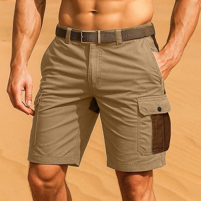 Men's Cargo Shorts Outdoor Shorts Shorts Casual Shorts Hiking Shorts Patchwork Multi Pocket Straight Leg Solid Color Color Block Moisture Wicking Wearable Knee Length Outdoor Casual Daily Vacation3