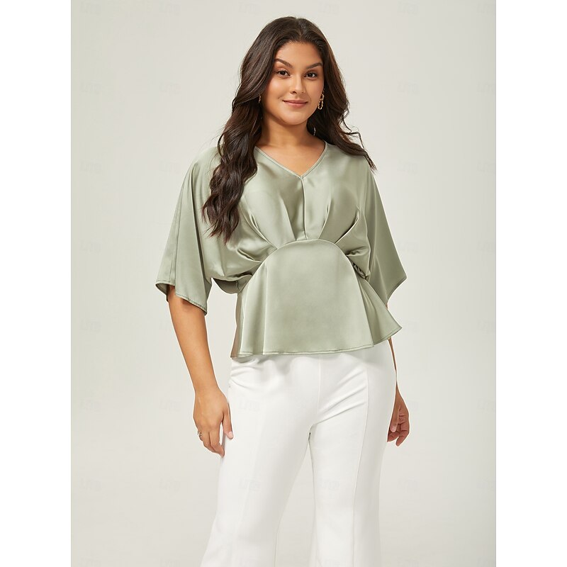 Dolman Sleeve Inverted Pleat V-Neck Top4