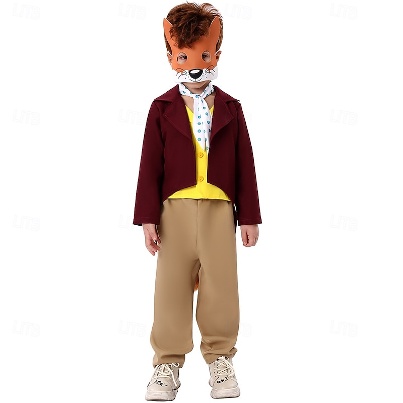 Fantastic Mr. Fox Fox Costume Storybook Characters Cartoon Movie Cosplay for Boys Kid's World Book Day Performance Educational Dress Up4